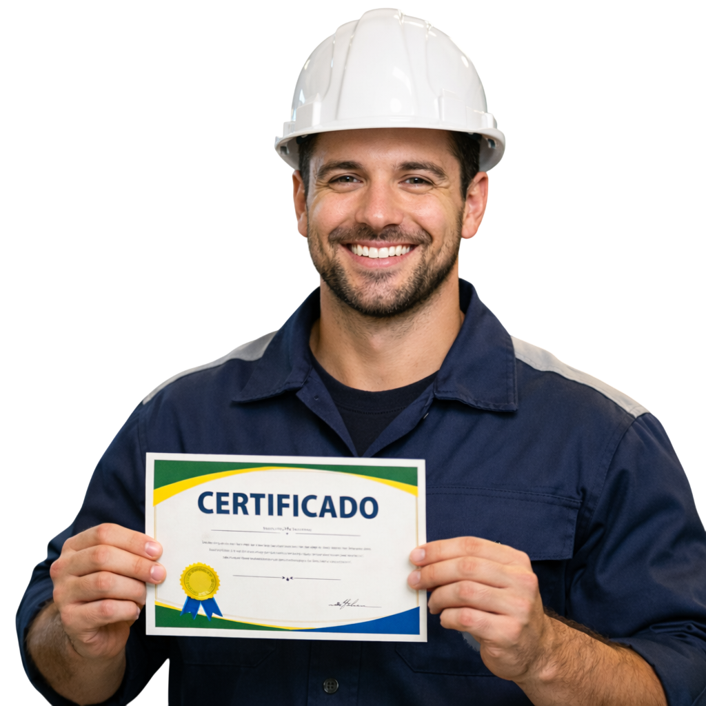 Profissional segurando diploma técnico